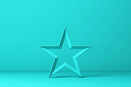 Green star on green background 3d renderingの写真素材