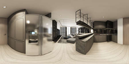 Black marble texture geometric shape and gold with stainless with colour glass object group set 3d...