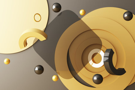 Mock up composition of geometric shape gold and glass texture with yellow color podium for product...