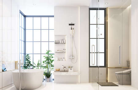 Bathroom design modern classice. 3d renderingの写真素材