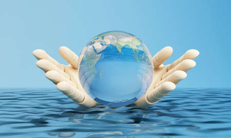 World water day, saving water quality campaign and environmental protection concept. The globe like...