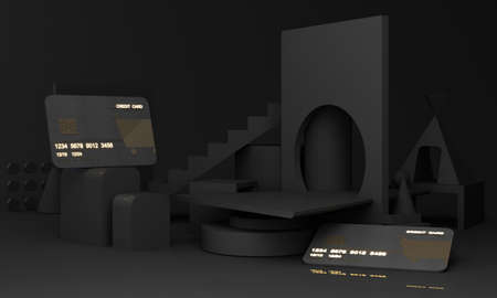 concept of financial opportunity online design on black premium luxury credit card template mockup...