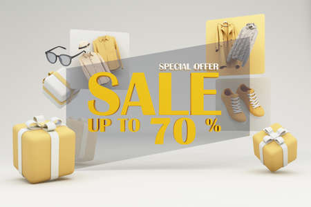 fashion clothes During online shopping promotions and discounts will be surrounded by shirts, shoes,...
