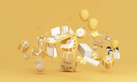 The table floats among the goals and achievements in life, home, car, family and health, in the...