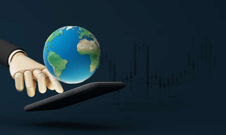 Businessman using mobile smart phone. Business global internet connection application technology and...