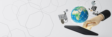 Businessman using mobile smart phone. Business global internet connection application technology and...