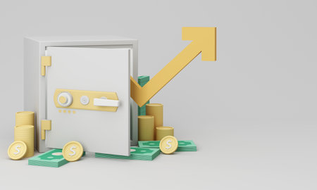 Wallet with dollar and credit cards. Realistic 3D render design in cartoon style. creative concept business finance investment exchange rebate, save money and monthly expenses. with advertising spaceの写真素材