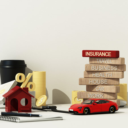 Model of house and a car  with money and screen in the concept of real estate insurance and family...