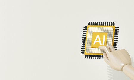 technology concept artificial intelligence microchip circuit board to helping the business in the...