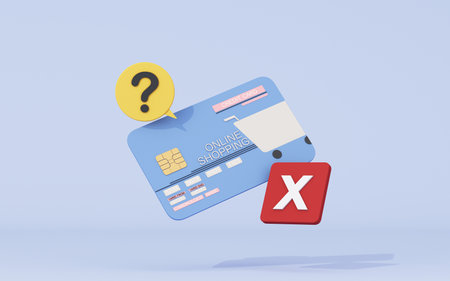 credit payment credit card. Canceled payment concept. Error and red cross sign. Blocked account. No...