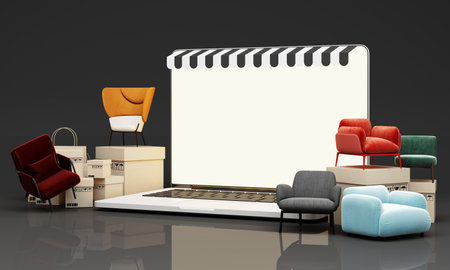 flying furniture Online shopping. furniture store interior decoration projects, buying sofas, tables...