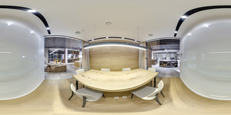 Moscow - 2018: Beautiful fashionable interior of furniture design store in modern mall with loft...
