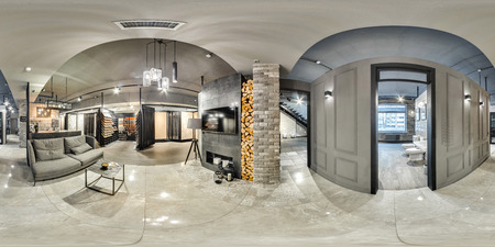 Moscow - 2018: 3D spherical panorama with 360 degree viewing angle of Beautiful fashionable interior...