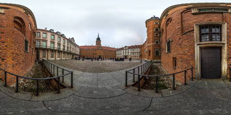 Warsaw, Poland - 2018 3D spherical panorama with 360 degree viewing angle Old Town.  Stare miasto....
