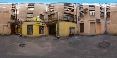 Saint-Petersburg 2019 3D spherical panorama with 360 viewing angle ready for virtual reality or VR. Full equirectangular projection. Sightseeing. Architecture of the old town. Summer Blue sky.のeditorial素材