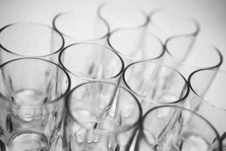 background of circle stripes formed from many black and white glass cups