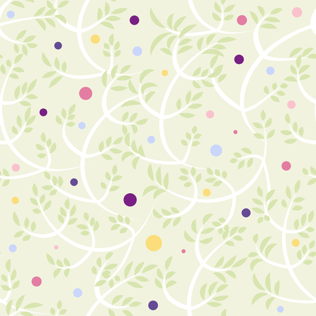 Floral seamless vector background with branches, leafs and berriのイラスト素材