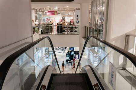 escalator in a shopping mall, selling clothes, Buenos Aires. Falabellaの写真素材