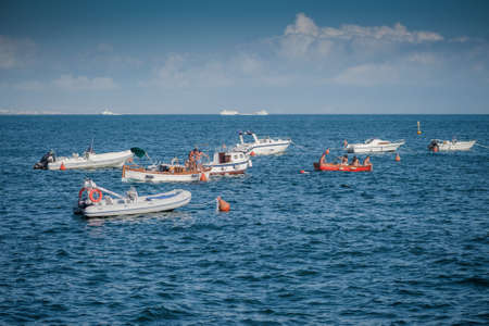 Boats in the Port of Naples, Mediterranean sea, Italyのeditorial素材