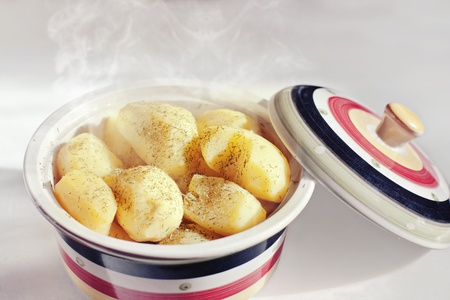 steaming hot potatoes