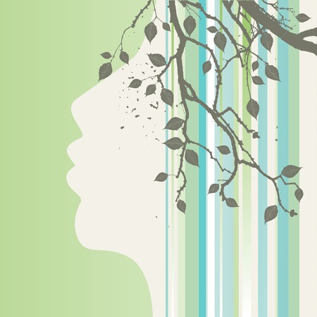 girl with branchのイラスト素材