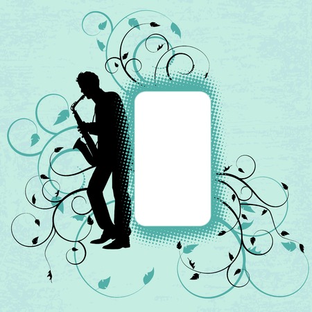 vector illustration with saxophonist in grunge styleのイラスト素材