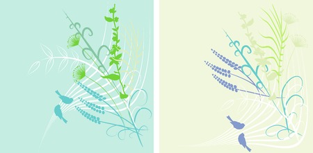 spring background with birdsのイラスト素材