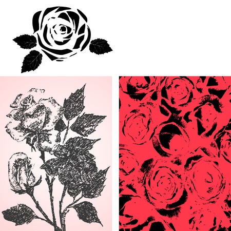 Vector illustration of roses. Design setのイラスト素材