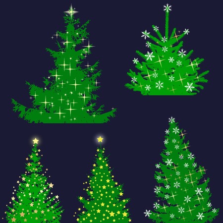 Christmas tree set, elements for designのイラスト素材