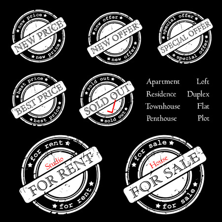 SALE, RENT, SPECIAL OFFER - stamp  のイラスト素材