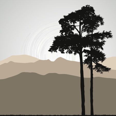 Tree silhouette on an abstract backgroundのイラスト素材