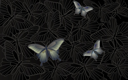 Desktop wallpaper - background with butterflies - vector graphicsのイラスト素材