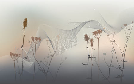 Real grass silhouette, meadow during summertime のイラスト素材