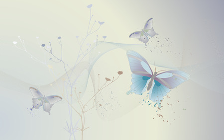 Desktop wallpaper - background with butterfliesのイラスト素材