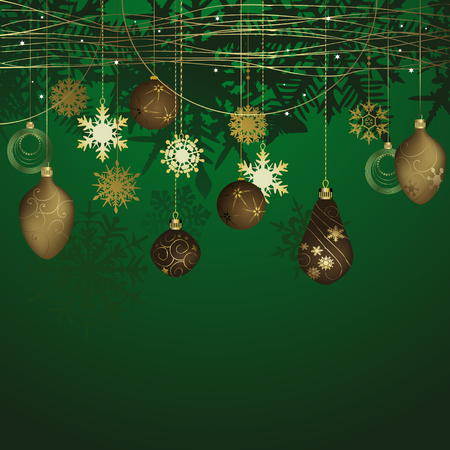 Winter background with christmas decoration - vector illustrationのイラスト素材