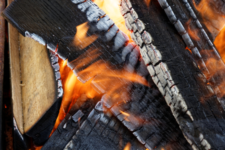 wood in fireの写真素材