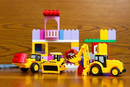Children's construction machinery at the construction siteの写真素材
