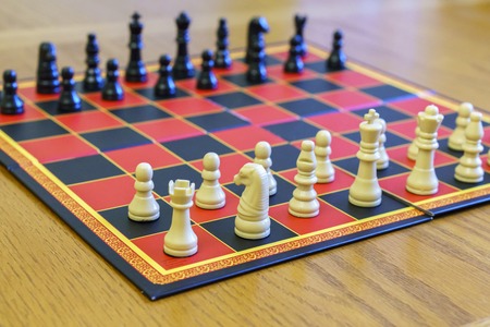 Chess pieces on a board