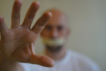 Stop abusing man violence in angle image blur, Human Rights Day concept.の写真素材