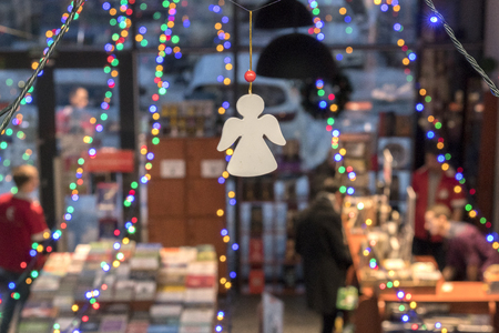 Blur image customers shop for booksの写真素材