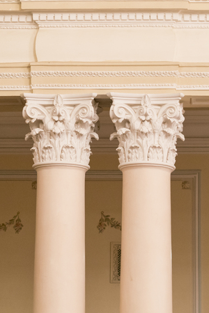 two white columns. baroqueの写真素材