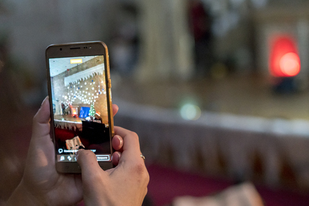 shoots on the smartphone performance on the stageの写真素材