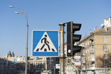 traffic light and pedestrian crossing signの写真素材