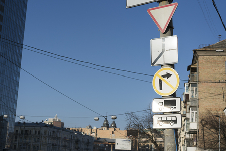 pillar with traffic signsの写真素材