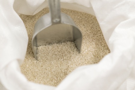 Rice in a bag. close-upの写真素材