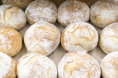Warm air bread on the shelf in the store.