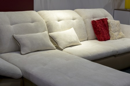 Soft corner with nice lighting. concept of evening rest at home.