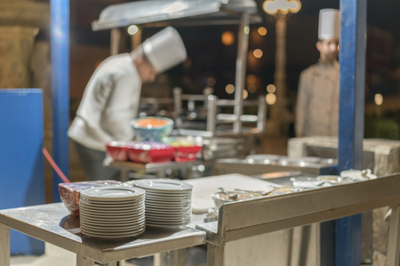 Cook in the kitchen. selected focus.の写真素材