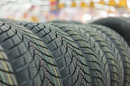 new tires for sale at booth in store.