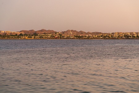 Nice sunset over sea. Sunrise over the mountains and the seaの写真素材